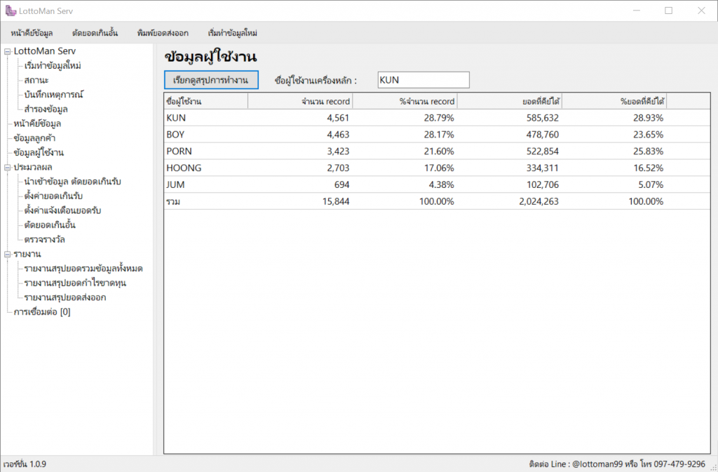 โปรแกรมหวย โปรแกรมเจ้ามือหวย